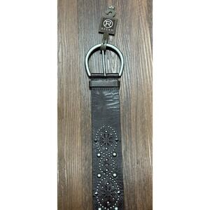 Roper Silver Studs Mens Belt M Size 30-32 Genuine Leather Brown New With Tags